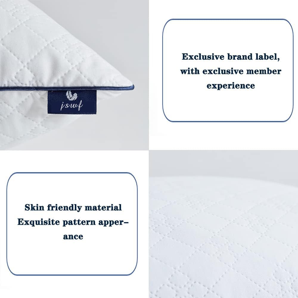 JSWF Bed Pillows for Sleeping Queen Size 4 Packs，Ultra Soft Fluffy ，Premium Soft Down Alternative Fill Set of 4 for Back,Zipper Opening Design,can add and Remove Filler According to Your Needs