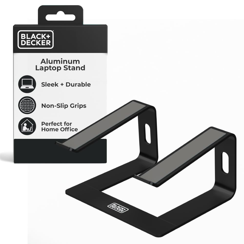 BLACK+DECKER Laptop Stand for Desk - Ergonomic Laptop Stand for Desk - Laptop Riser Compatible with MacBook Notebook Computer - Laptop Holder Computer Stand - Laptop Accessories