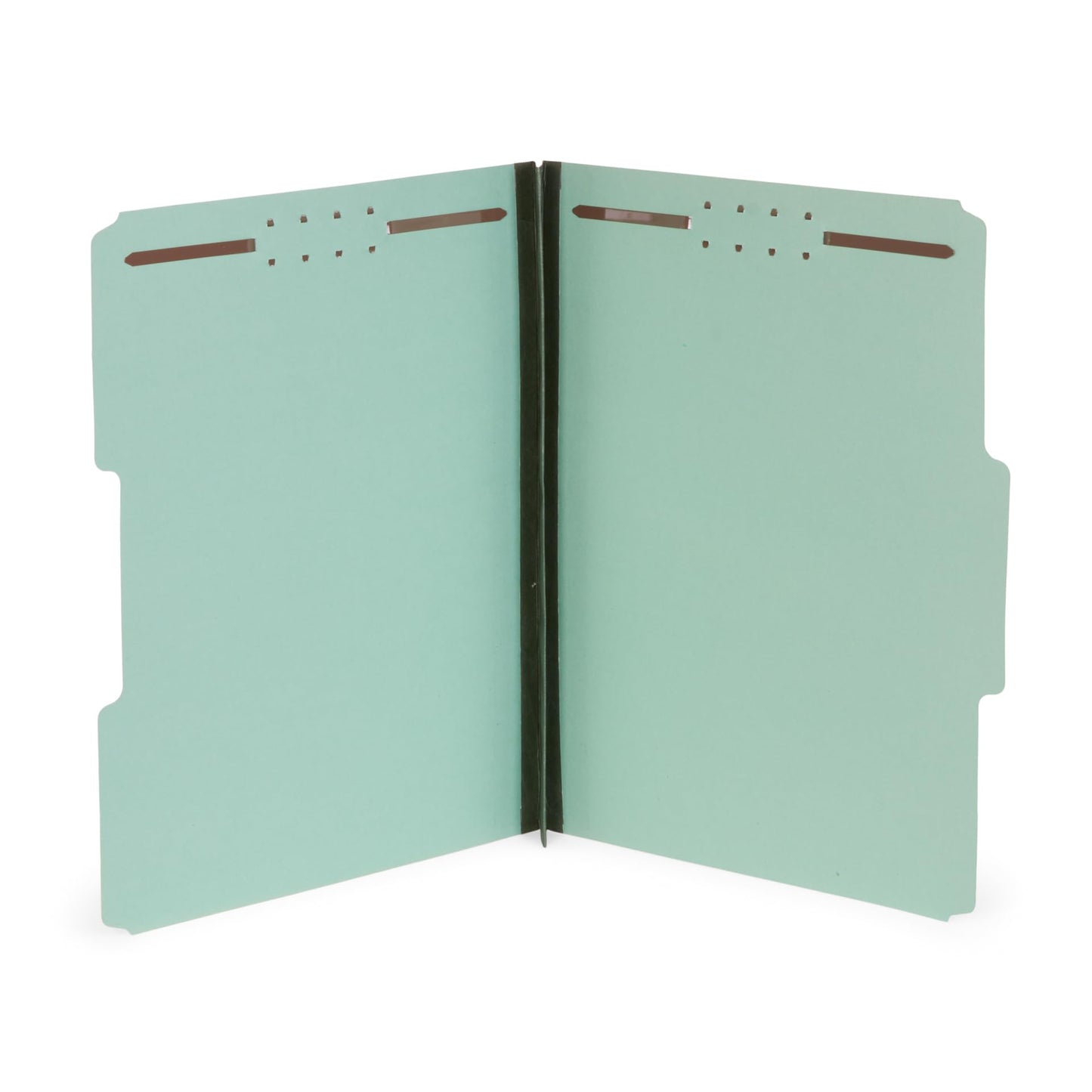 Pressboard Fastener Folder, Bonded Fastener, 2” Expansion, Gray/Green, Top Tab, 1/3 Cut, 25 Pack