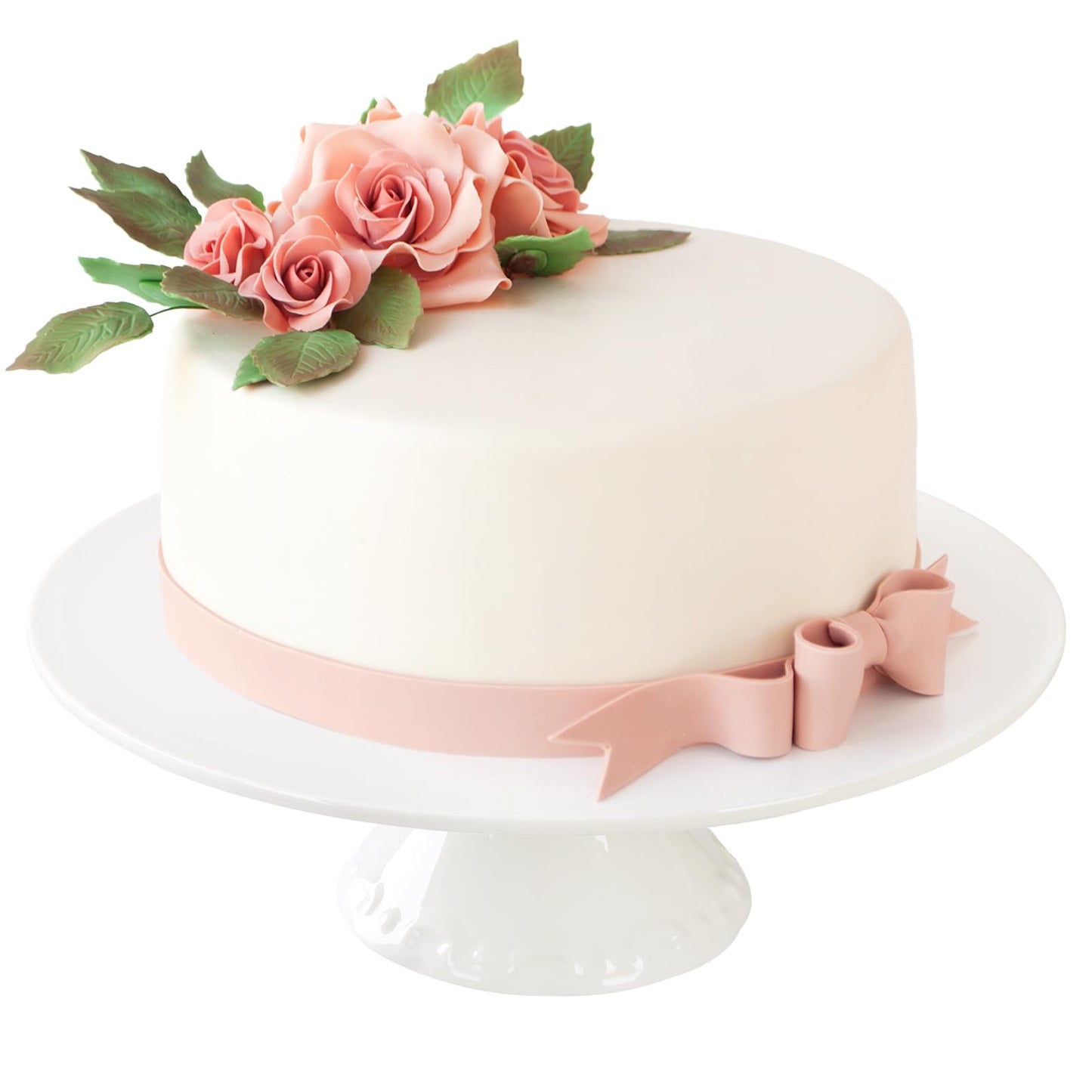 BPFY Ceramic White Cake Stand for Snacks and Cookies (Holds 10-Inch Cake), Round Cake Plate Stand for Wedding, Baby Shower, Birthday Party Decor