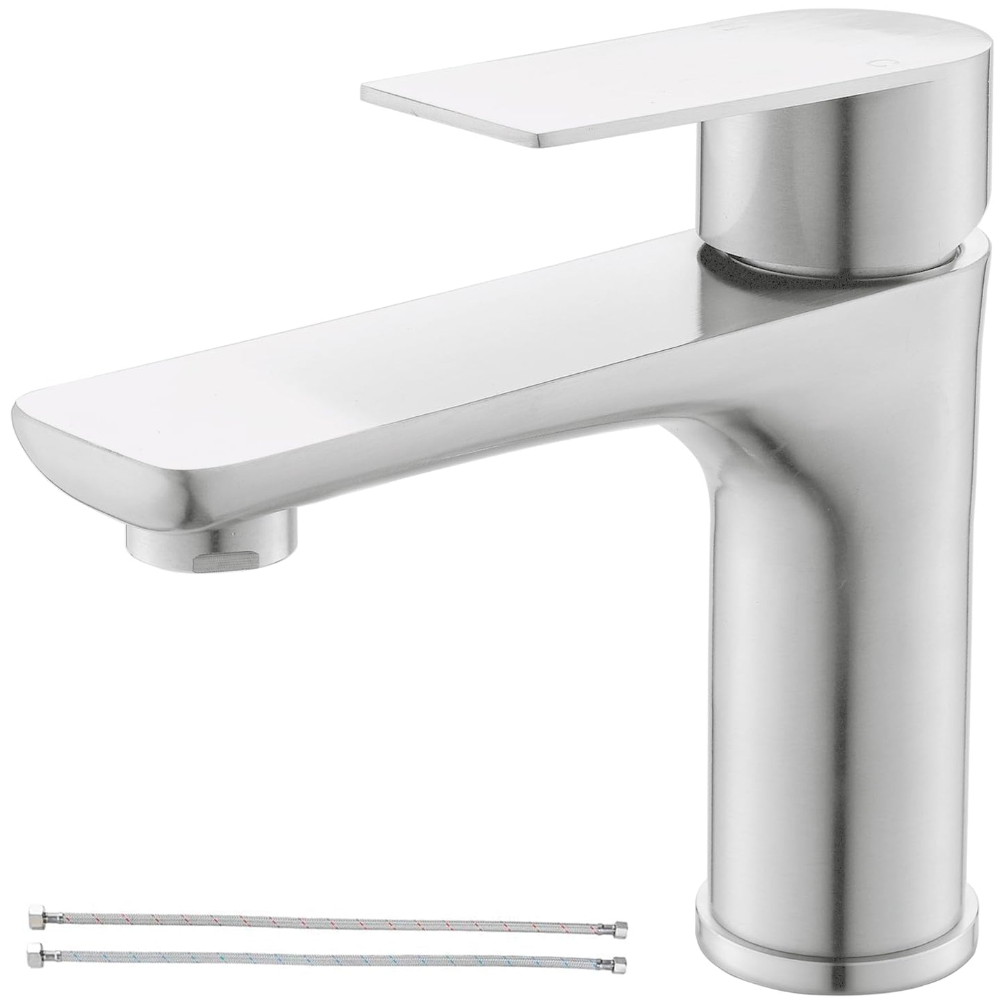 Brushed Nickel Bathroom Faucet, Single Handle Stainless Steel Bathroom Sink Faucet, Single Hole Faucet Bathroom Sink, 1 Hole Bathroom Fauect for RV Camper Farmhouse Lavatory Bar Vanity Sink, BF019L
