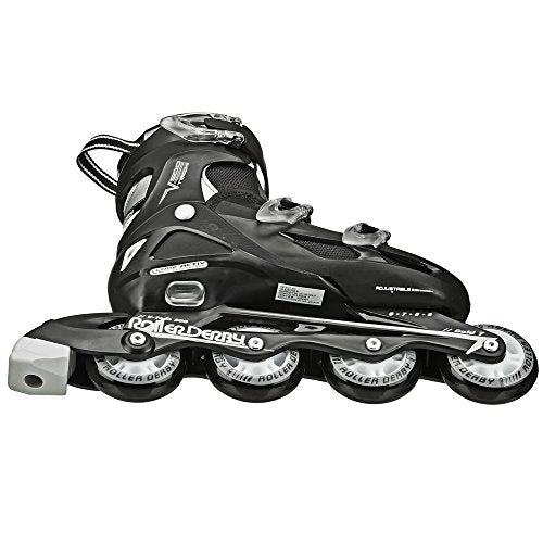 Roller Derby Men's V-Tech 500 Button Adjustable Inline Skate, Black/White, Size 6-9