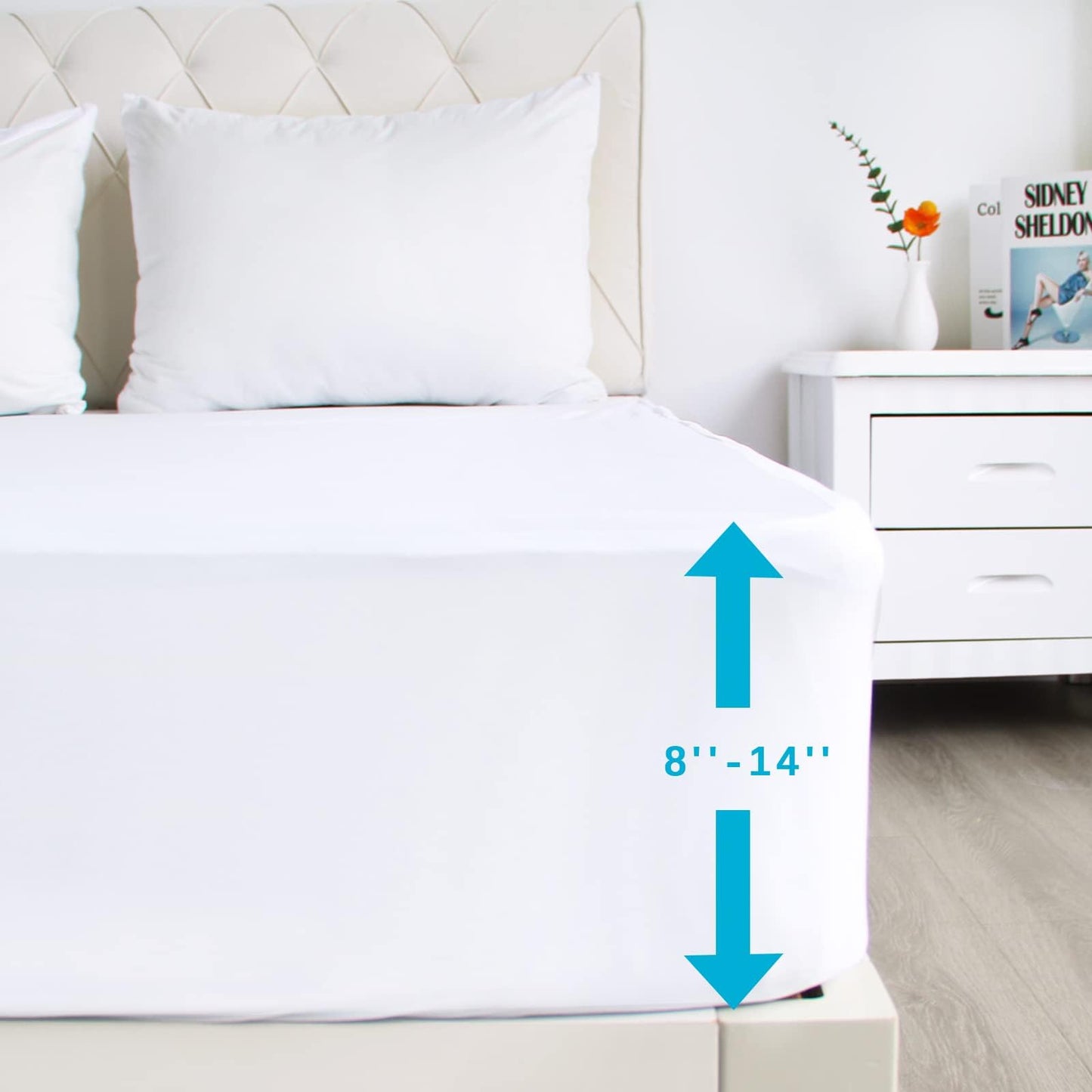 2 Pack Twin Size Waterproof Mattress Protector, Breathable, Noiseless Mattress Cover, Deep Pocket Mattress Protector Pad Cover - Cooling Smooth Soft,38"x 75"(White)