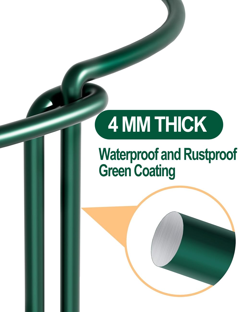 8Pack 56×25cm Plant Support Stakes With 50m Plant Ties, Metal Garden Plant Stakes, Half Round Indoor Outdoor Support Ring Cage for Peonies Monstera Hydrangeas Roses Vegetables Tomatoes Tulips Lavender