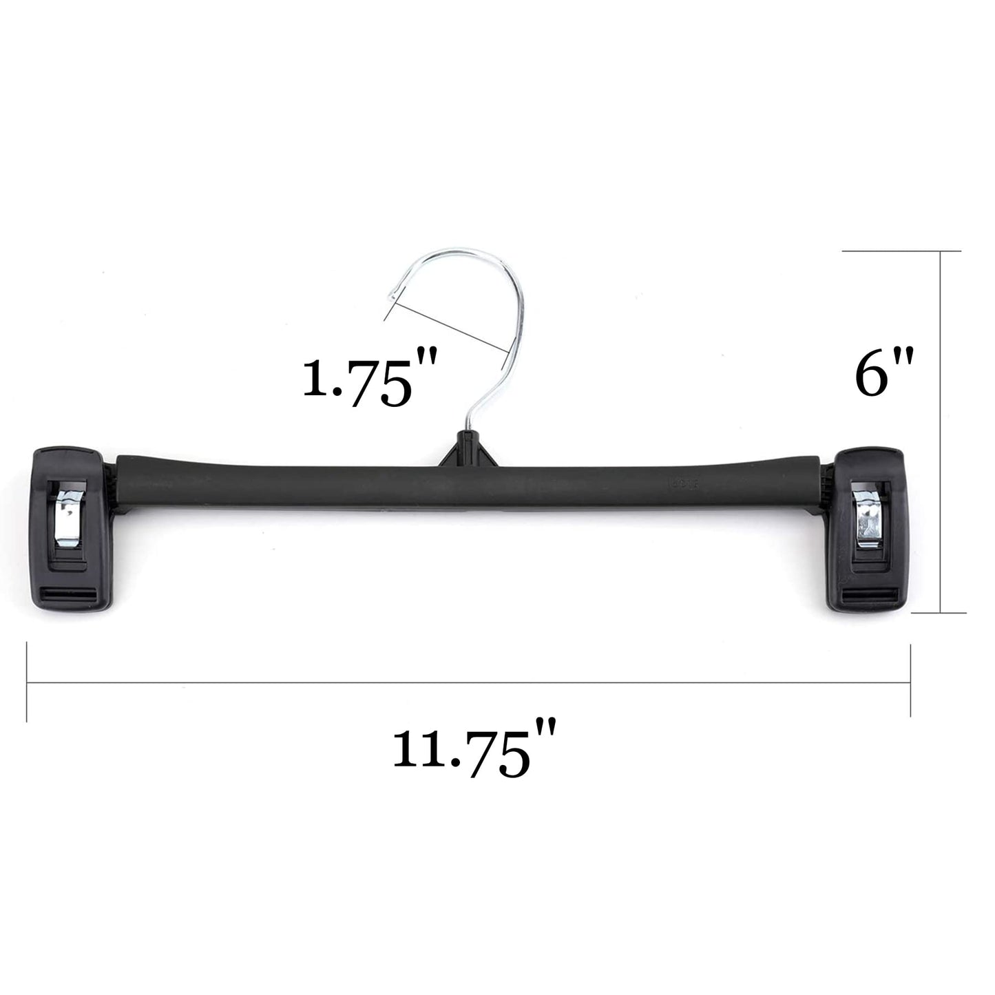 Tosnail 40 Pack 12 Inch Plastic Skirt Pants Clothes Hangers with Non-Slip Big Clips and Swivel Hook - Black
