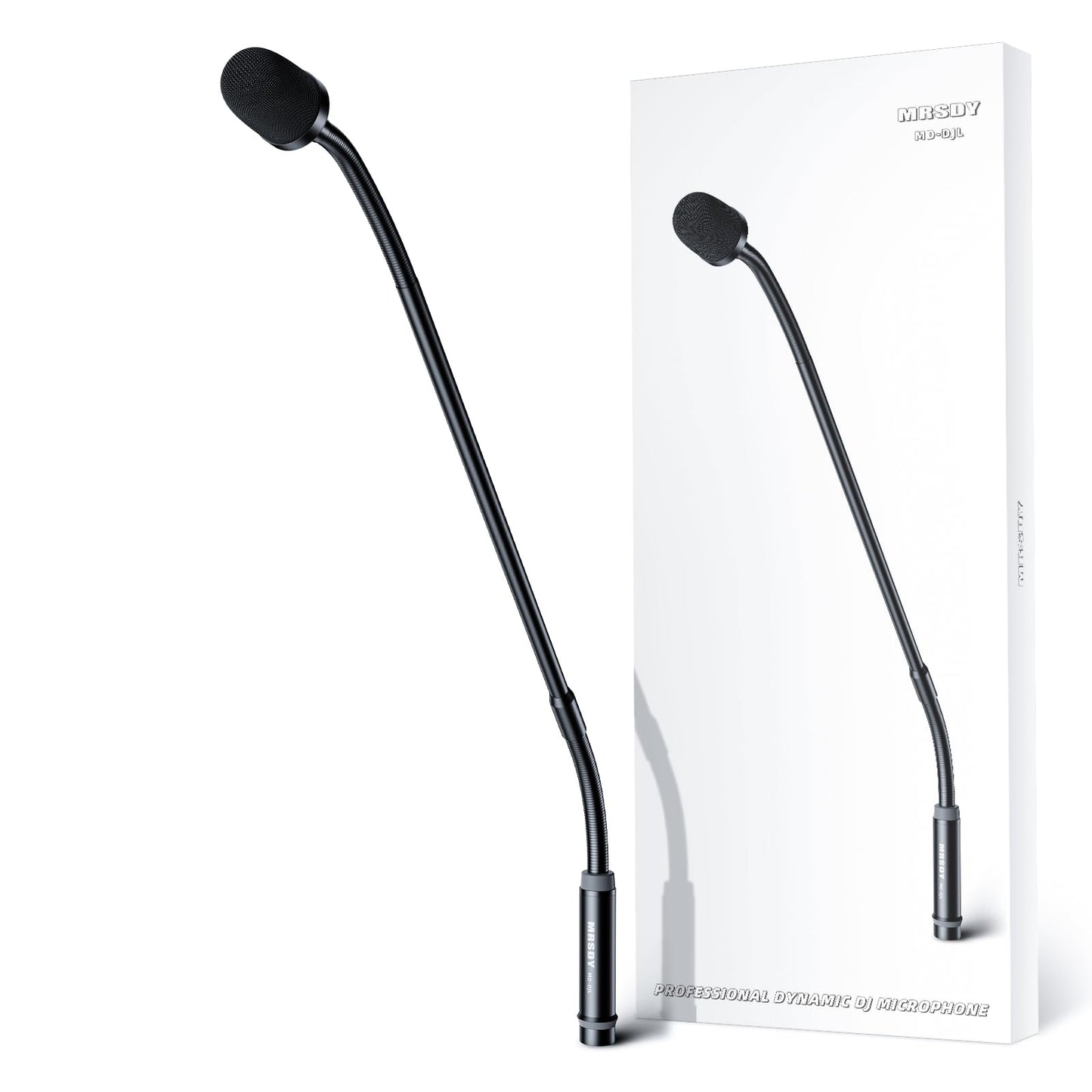 MRSDY Gooseneck Microphone, 23 Inch DJ Microphone for Audio Mixer, Professional XLR Wired Dynamic Mic, Extended Black Metal Noise Reduction Mic, Supports 360° Rotation and Bending