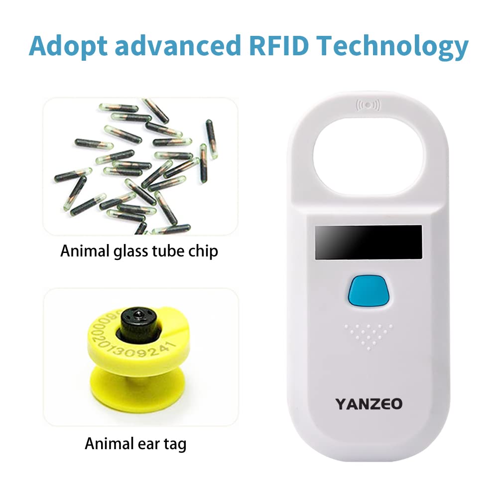 Yanzeo AR180 Pet Microchip Reader, Microchip Registration, EMID Fox-B(ISO11784/11785) 134.2KHz/125KHz Animal ID Tag Handheld Scanner Animal Tag Reader (AR180)