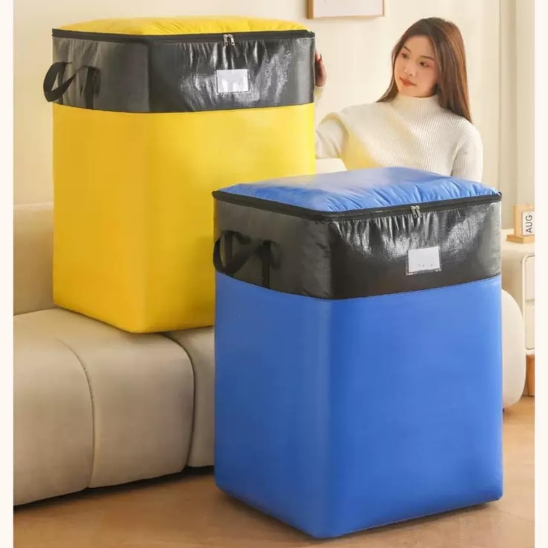 YNTCHENG 180L Extra Large Storage Bags, Huge Moving Bags Heavy Duty with Zipper and Stronger Handles, Big Foldable Duffle Bag for Storage Totes Moving Boxes for College, Bedding (4)