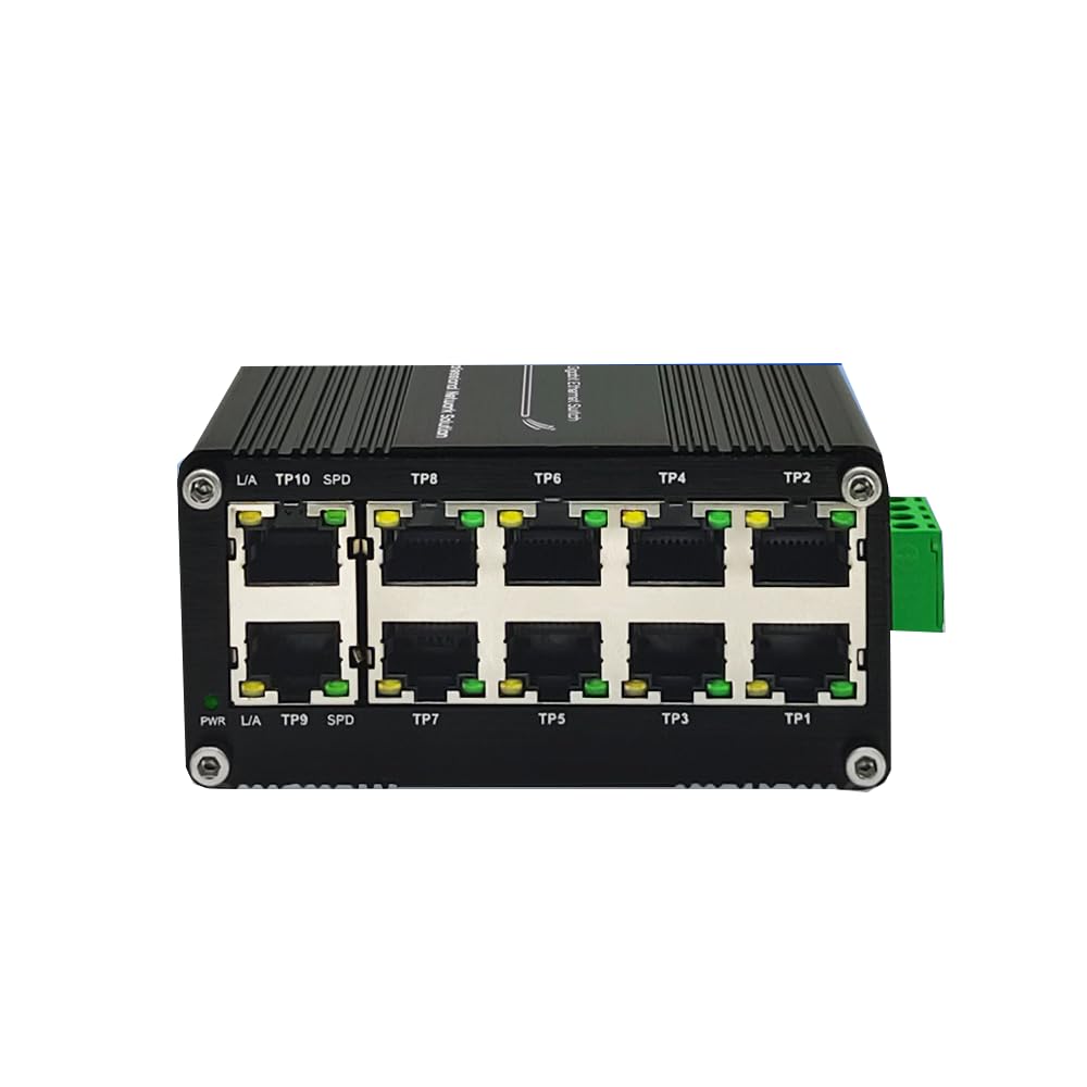 10-Port Gigabit Ethernet Switch - Industrial-Grade Unmanaged Network Hub with Din-Rail or Wall Mount, Full Duplex Desktop,Fast Connection,Plug and Play, Rugged Metal Case, Wide Temperature Range