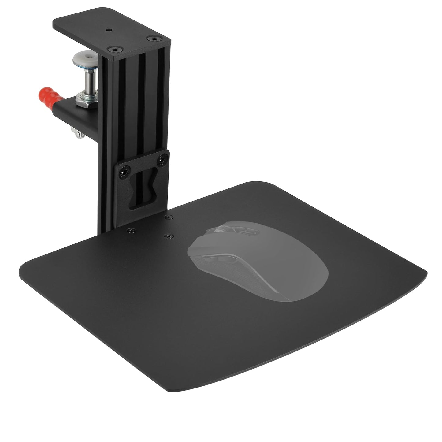 VTUIFBT Metal Clamp-on Adjustable Computer Mouse Pad and Device Holder for Desks, Metal Computer Mouse Desk Mount Pad, 10.63" x 8.66" Ergonomic Desk Extender Tray, Fits up to 4 Inch Desktops, Black