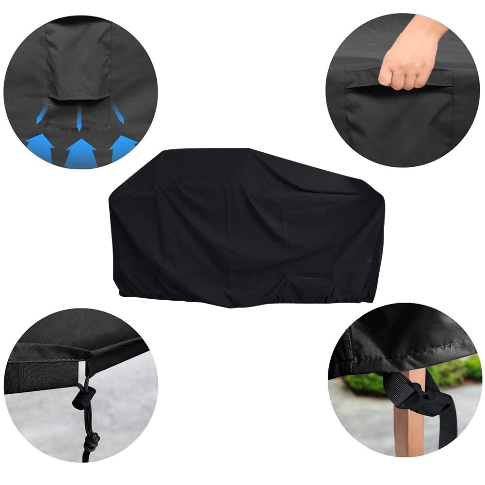 Cozzka 98 Inch Island BBQ Grill Head Cover Heavy Duty Waterproof Outdoor Kitchen BBQ Cover, Black