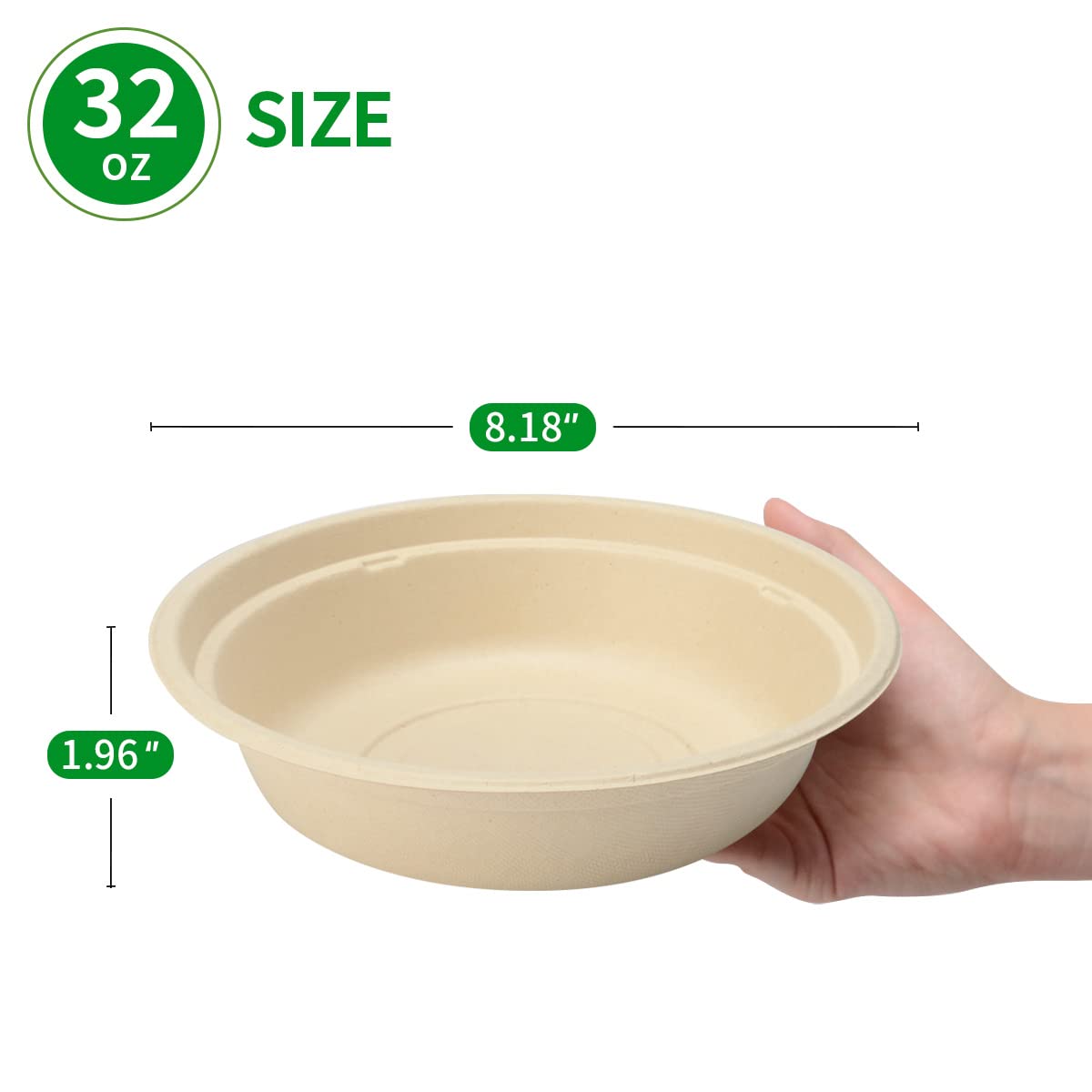 bloomoon 100 Pack 32 oz Large Round Paper Bowls for Salad, Pasta, Burrito, Lunch and Snack, Heavy Duty 32 oz Disposable Bowls for Party and Catering
