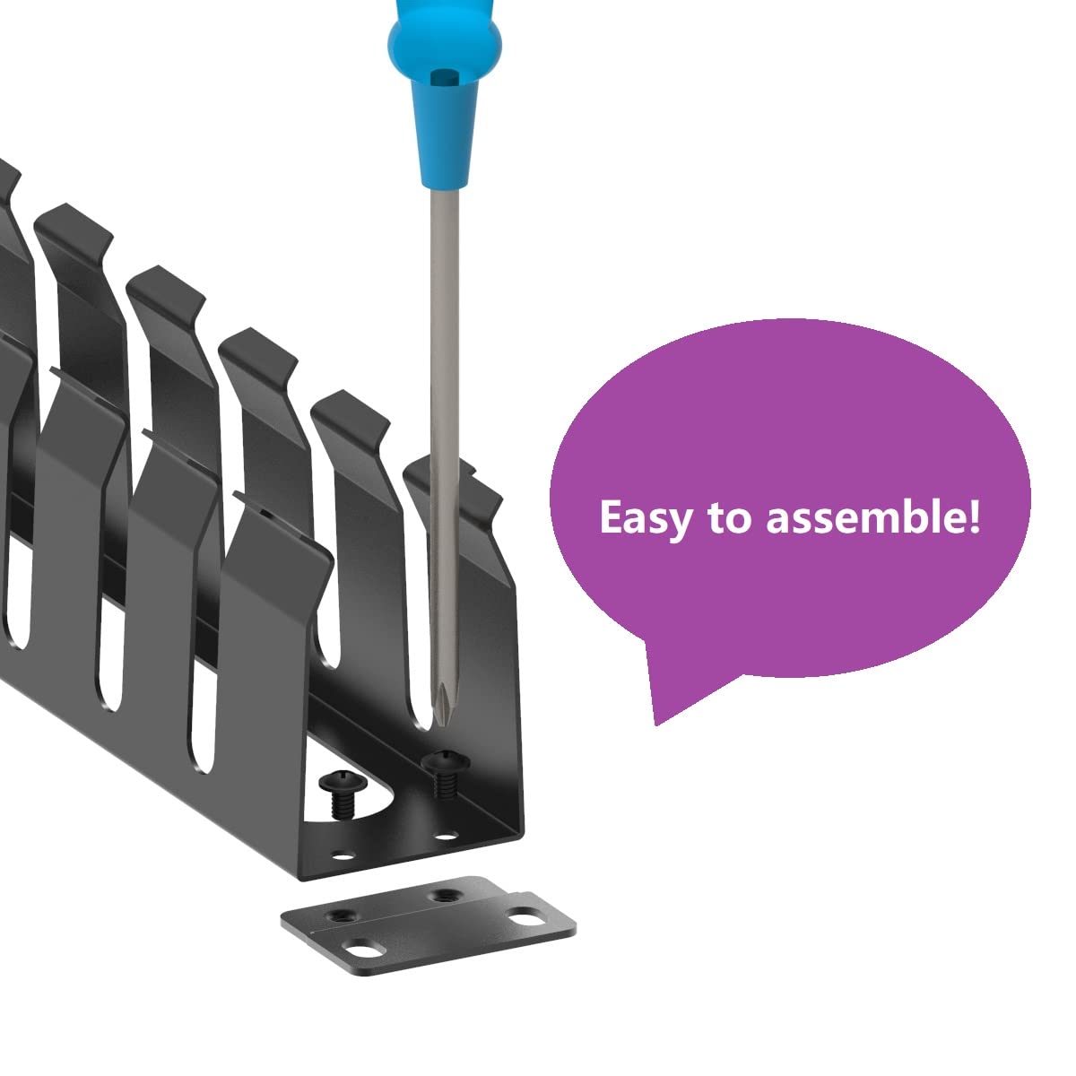 Jingchengmei 2 Pack of All Metal 1U Cable Management Horizontal Rack Mount Cable Manager with 12 Big Finger Slots for 19-inch Server Rack or Cabinet