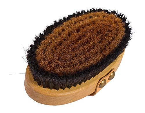 Large Energy/Ionic Body And Massage Brush With Fine Bronze Bristles and Leather Strip Made in Germany, Creates Oxygen On Your skin - Dry Brushing - Body Brush - Exfoliating Brush - Natural Bristle Bath Brush for Removal of Dead Skin, Cellulite Treatment,