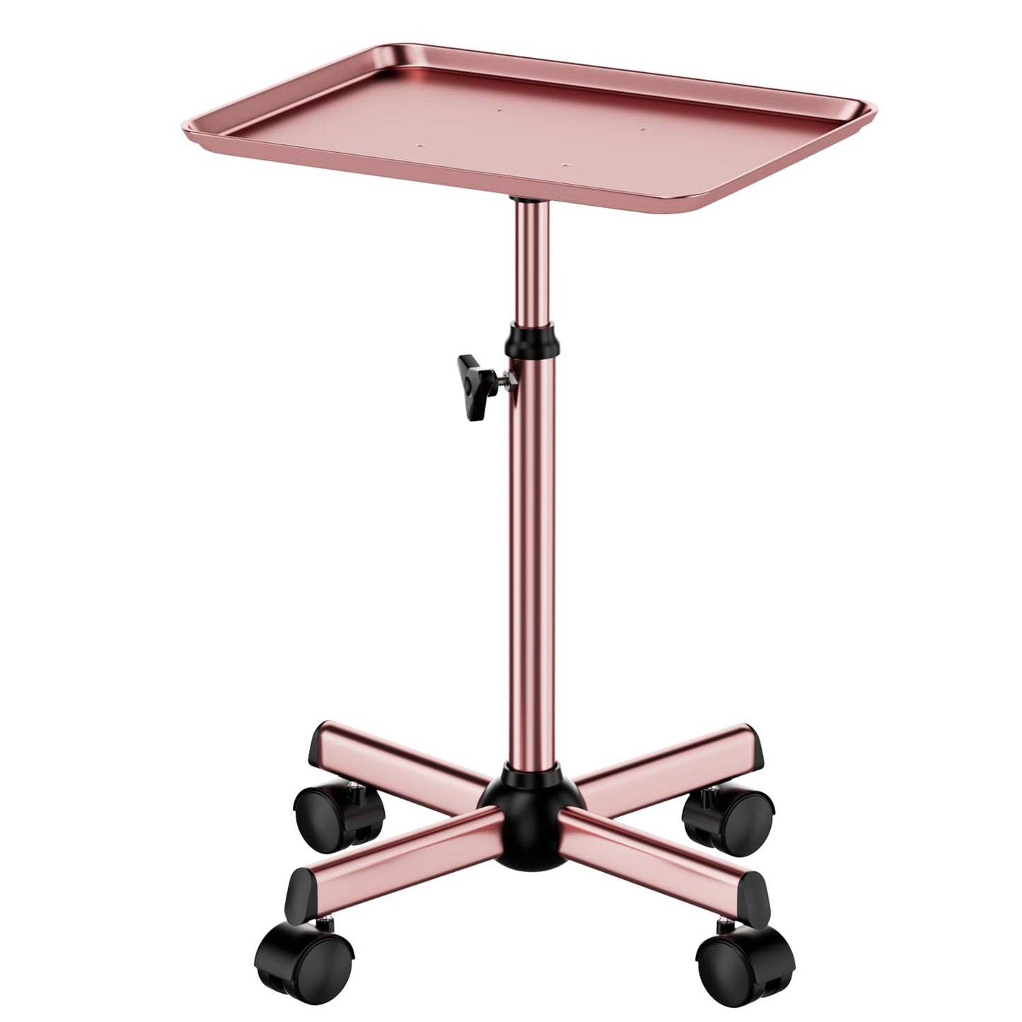 Salon Tray Cart Tattoo Tray Rolling Tray Spa Tray, Dental Tray Height Adjustable, Salon Tray on Wheels Hairstylist Salon Trolley Cart,Rose Gold