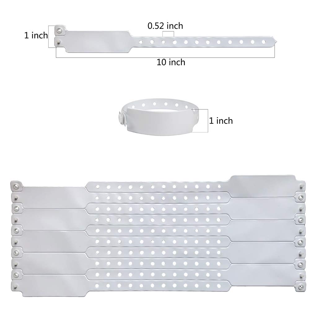 Wristall 100 Pack White Hospital Wristbands Vinyl Patient Id Bands Medical Plastic Wristbands by Fivepeans