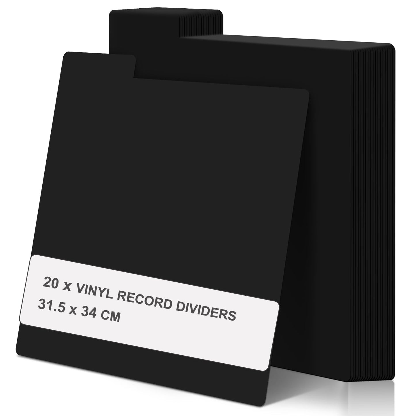 20 Pcs Vinyl Record Dividers, 31.5x34cm Plastic Record Divider with Tabs, Reusable LP Organizers DIY Blank Album Vinyl Separators for 33 RPM LP Organization (Black)