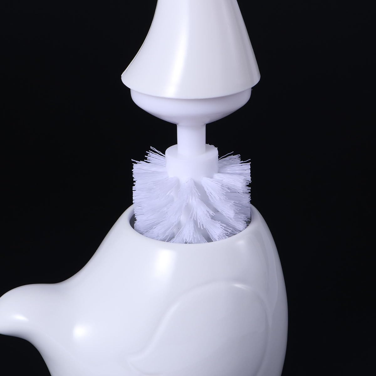STOBAZA Swan Style Toilet Brush Set with Compact Holder Soft Dense Bristles Bathroom Cleaning Brush for Home Hotel Washroom 12.99X4.52X5.11 Inches