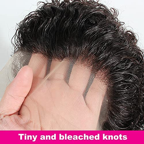 Fereowth Short Curly Lace Front Wigs Human Hair Wigs for Black Women Pixie Cut Wigs Human Hair Short Curly Human Hair Wigs Pre Plucked with Baby Hair 150% Density Natural Black