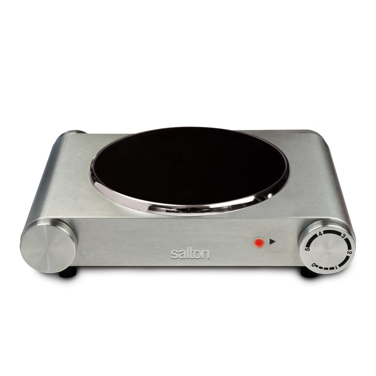 Salton Single Stainless Steel Infrared Portable Electric Cooktop with Large 7.4” Diameter Burner, Variable Tempertature Control and Indicator Light, Perfect for Entertaining, 1200 Watts (HP1502)