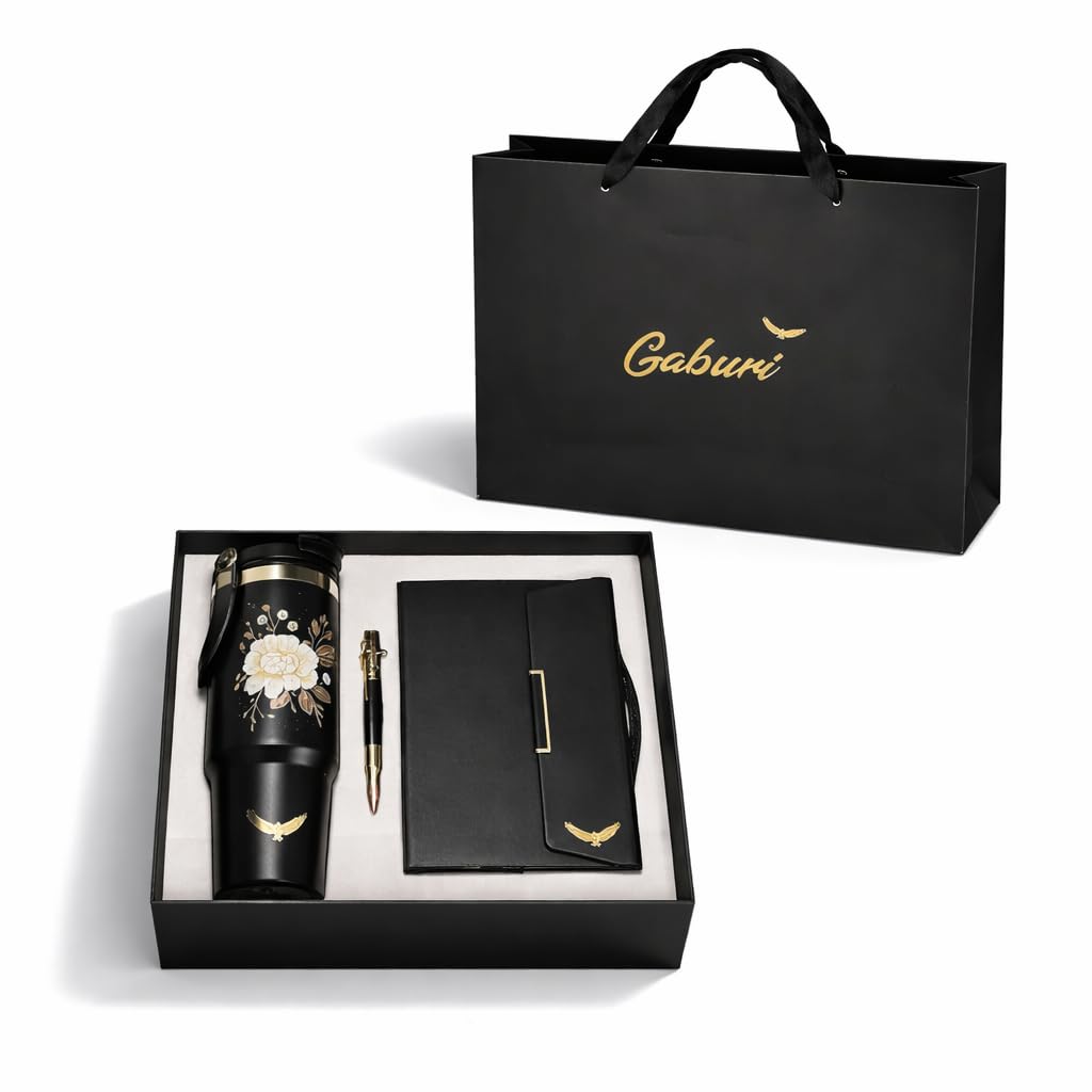coffret Cadeau Pour Femme PRET a offrir, 3 Pieces, bouteille isotherme 40oz, stylo et carnet de Notes, coffret Pour amies, Soeur, Maman, epouse, fille, sa Petite amie, collegue, Bestie