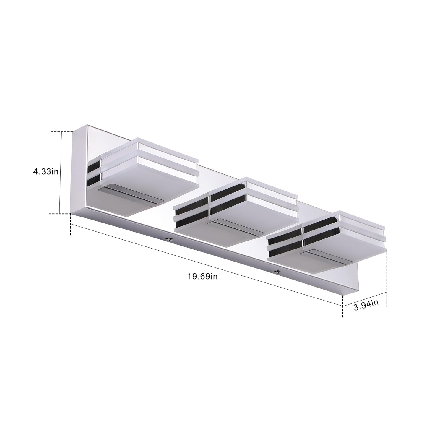 LED Vanity Lights 20in Bathroom Lights Fixtures Over Mirror 3 Light LED Lighting Fixture for Bathroom 18W Mirror Lighting Fixture Modern Bath Light Bar Chrome Bath Lamps 6000K Vanity Wall Scone