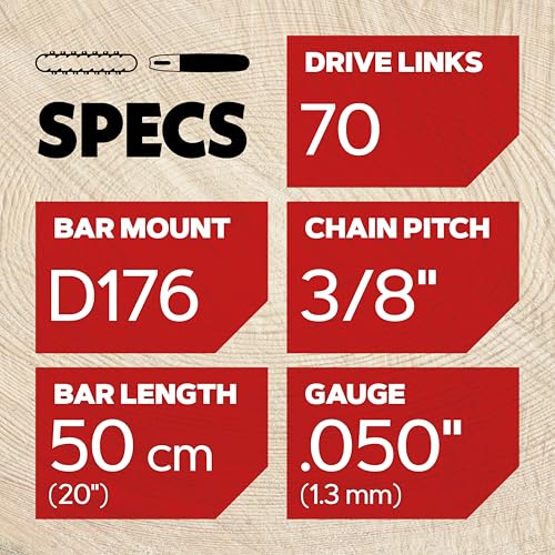 Oregon 27850 20-Inch AdvanceCut Guide Bar and D70 Chainsaw Chain Combo