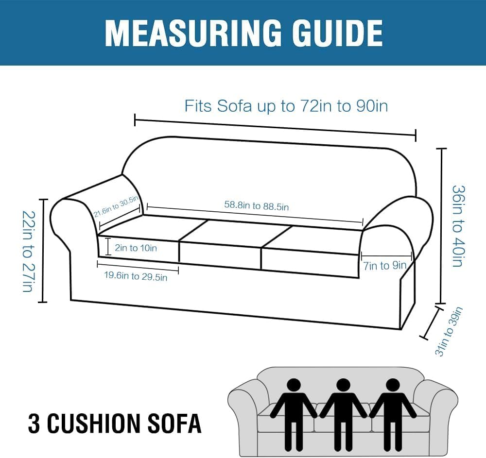 H.VERSAILTEX 4 Pieces Thick Velvet Sofa Covers for 3 Cushion Couch High Stretch Sofa Slipcovers Furniture Protector Housse Divan Couch Cover for Pets Dogs Width Up to 90 Inch (Sofa, French Oak)