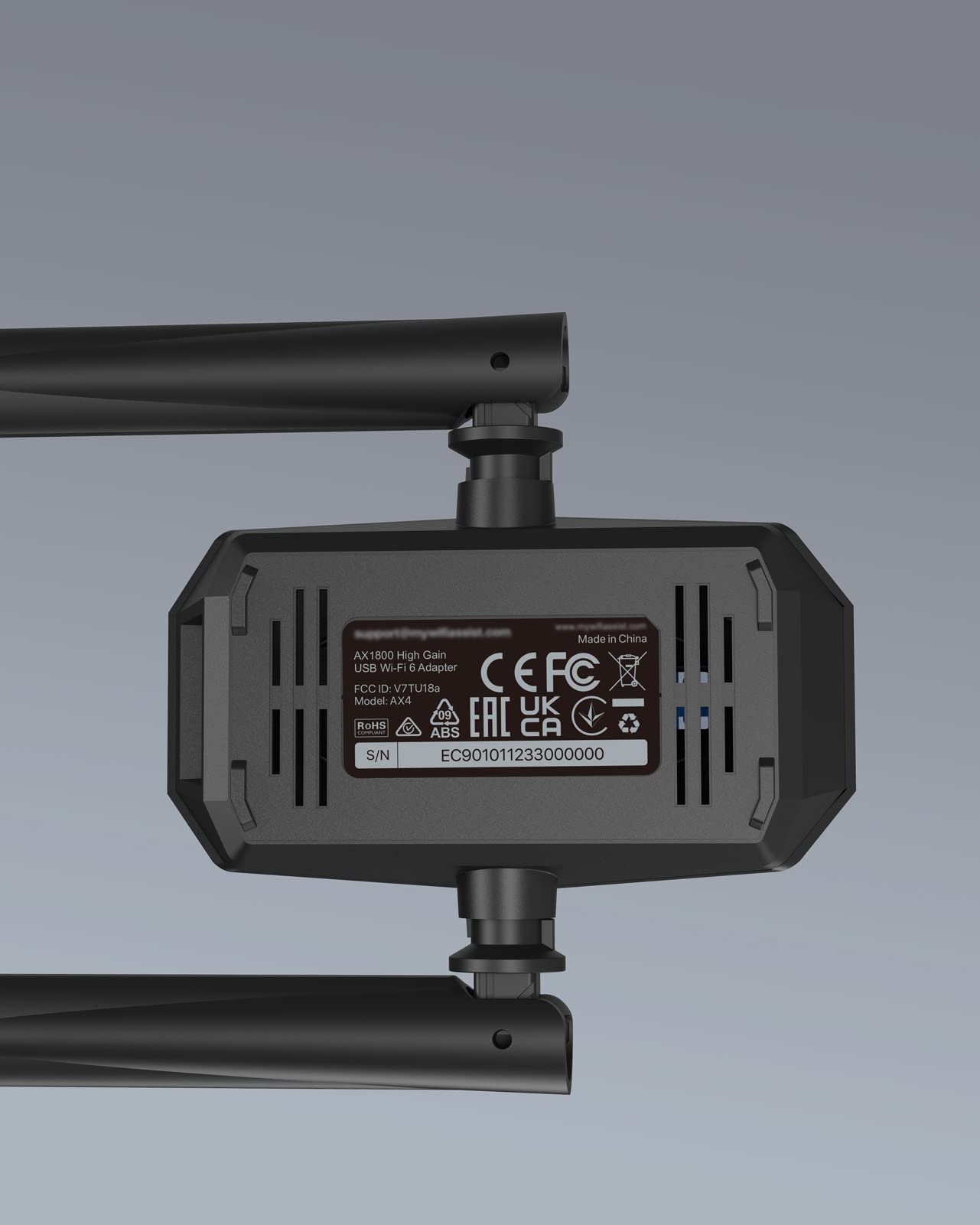 BrosTrend 1800Mbps USB WiFi 6 Adapter Long Range, High Gain USB WiFi Adapter for PC Desktop Laptop, Dual Band 5GHz 1201Mbps + 2.4GHz 574Mbps, WiFi Dongle w/ 2X Antennas, 802.11AX, for Windows 11/10