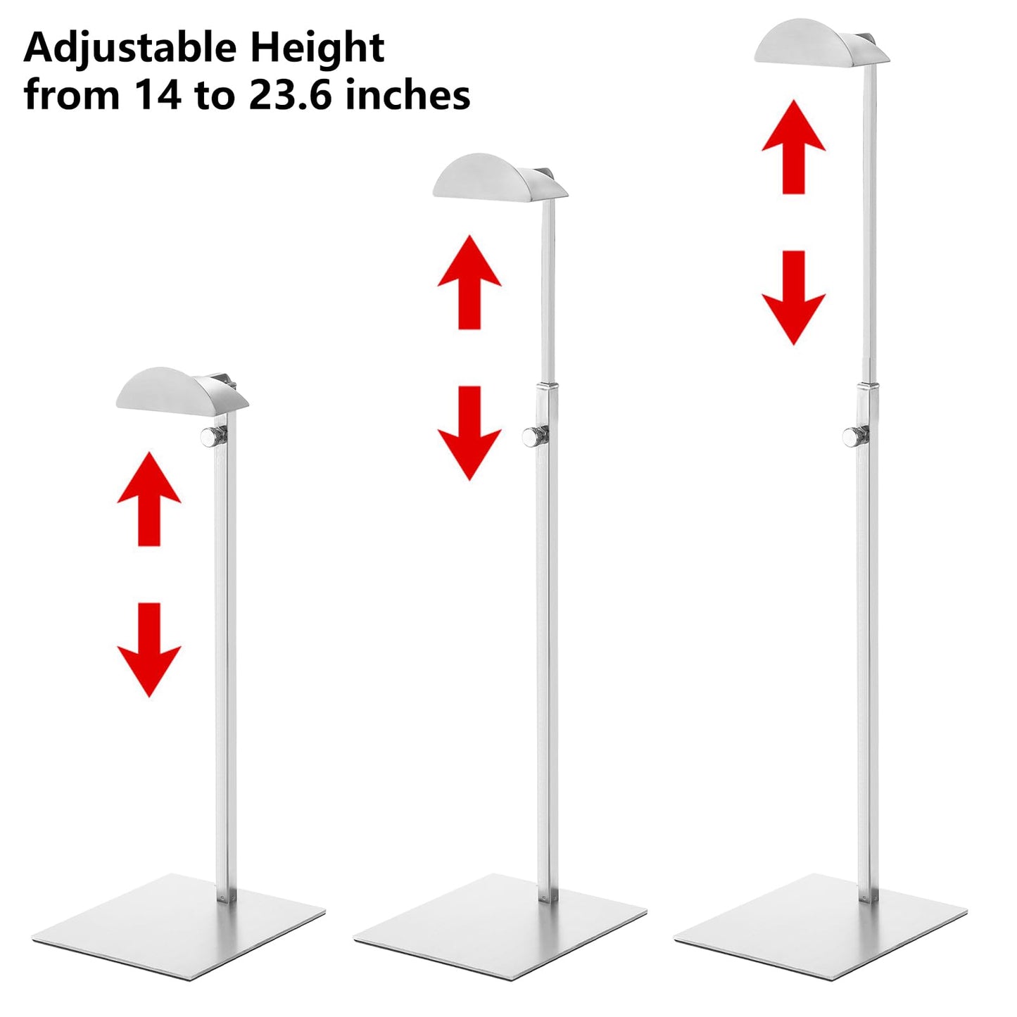 Hacaroa 3 Pack Purse Display Stand Stainless Steel, Adjustable Height Metal Handbag Holder Single Bag Jewelry Display Rack for Home, Boutique Store, Silver