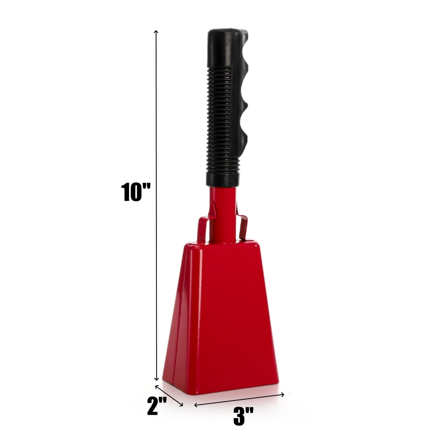 Peohud 6 Pack Cowbell with Handle, 10 Inch Loud Cheering Cow Bell for Sports Events, Red Steel Noise Makers for Football Games, Stadiums, Party, Percussion Musical Instruments