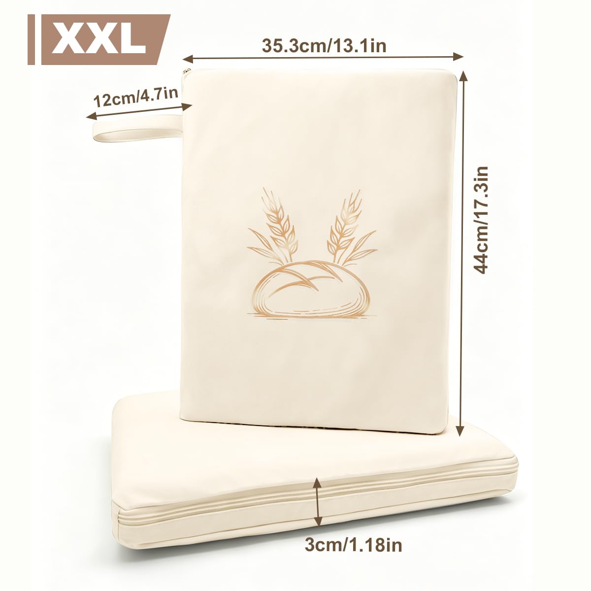Beeswax Bread Bags for Sourdough & Homemade Bread,2 Pack XXL 17x13x1.2 Inch Reusable Organic Beeswax Linen Cotton Bread Storage with Wide Zipper Access to Keep Fresh,Sourdough Bags with Cleaning Brush