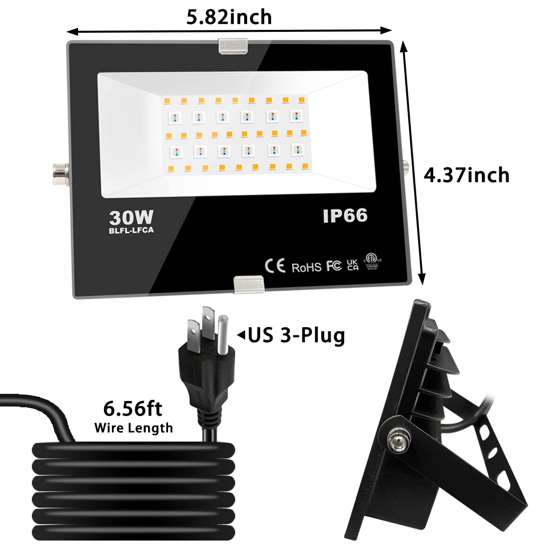 MELPO 30W Led Flood Light Outdoor 300W Equivalent, Color Changing RGB Lights with Remote, 120 RGB Colors, Warm White 2700K, Timing, Custom Mode, Uplight Landscape Lights,IP66 US 3-Plug (2 Pack)