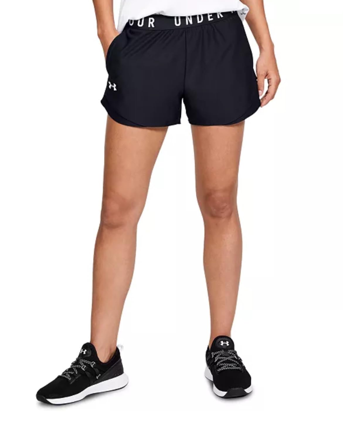 Under Armour Women's Tech Play Up Shorts, (001) Black / / White, Small