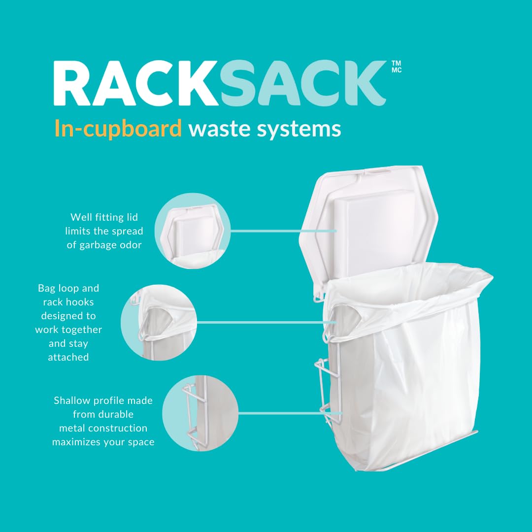 Rack Sack Compact Kitchen Garbage Can with Lid: Perfect Small Kitchen Trash Bin, Under Sink Poubelle Cuisine