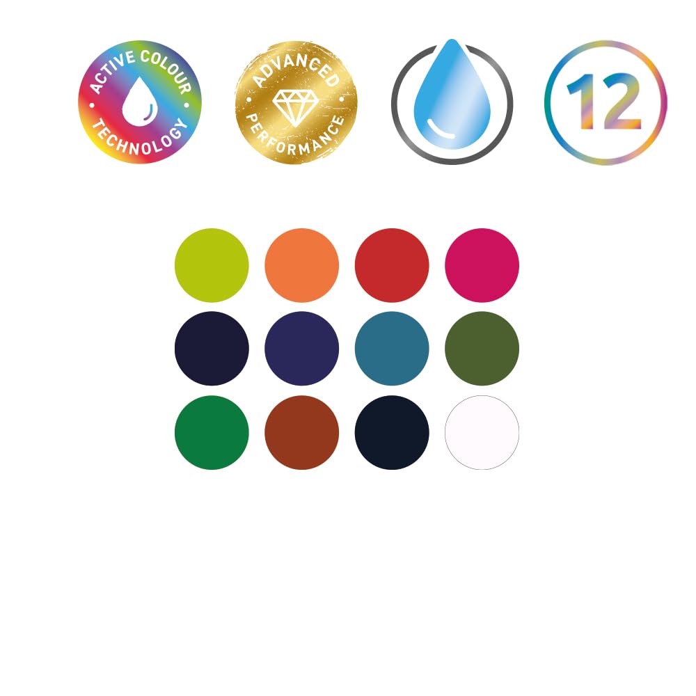 Derwent Inktense Paint Pan Travel Set, Palette #2, Includes Waterbrush, 12 Colours (2306244)