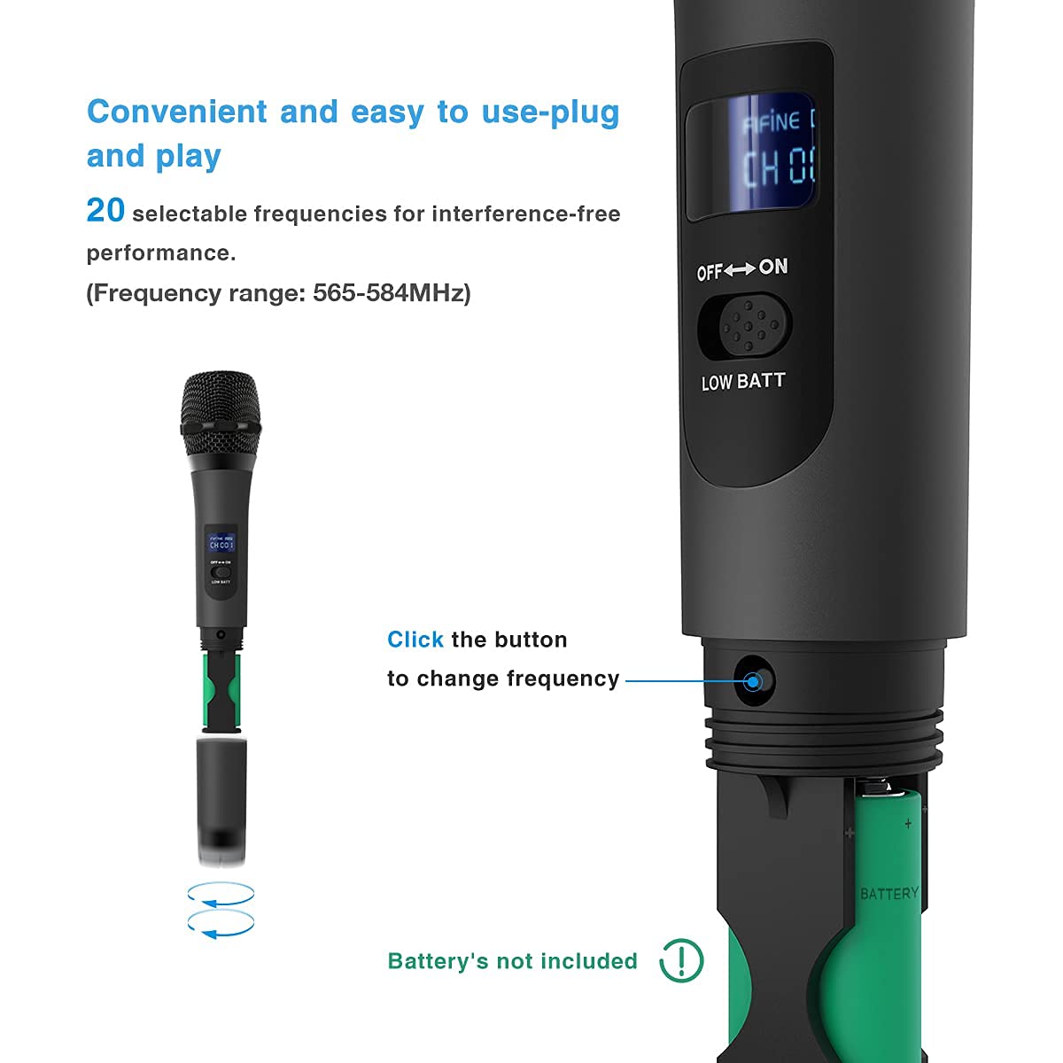 FIFINE TECHNOLOGY Wireless Microphone, Handheld Dynamic Microphone Wireless mic System for Karaoke Nights and House Parties to Have Fun Over the Mixer,PA System,Speakers-K025
