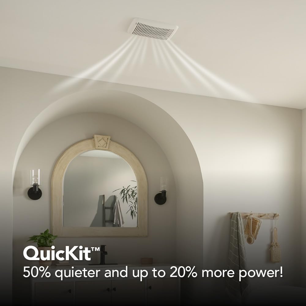 Broan-NuTone BKR60 QuickKit Ultra-Quiet Bath Fan Replacement Motor and Cover/Grille, 60 CFM, 20% more power, White