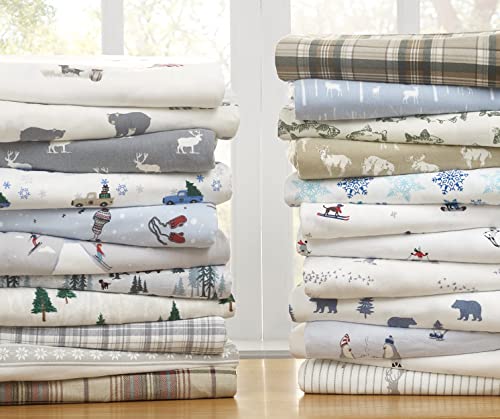 Eddie Bauer - Queen Sheet Set, Warm Breathable Cotton Flannel Bedding with Deep Pockets, Brushed for Extra Softness, Cozy Home Decor, Oeko-Tex Certified (Elk Grove, Queen)