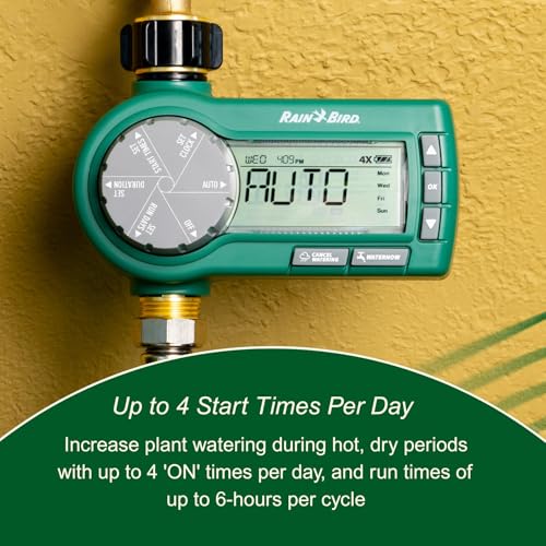Rain Bird 1ZEHTMRP Premium Pro-Grade Electronic Digital Hose End Timer/Controller, One Zone/Station, Battery Operated, Brass Inlet/Outlet, Green