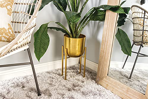 Deco 79 Metal Indoor Outdoor Dome Planter with Removable Stand, Set of 2 19", 22"H, Gold