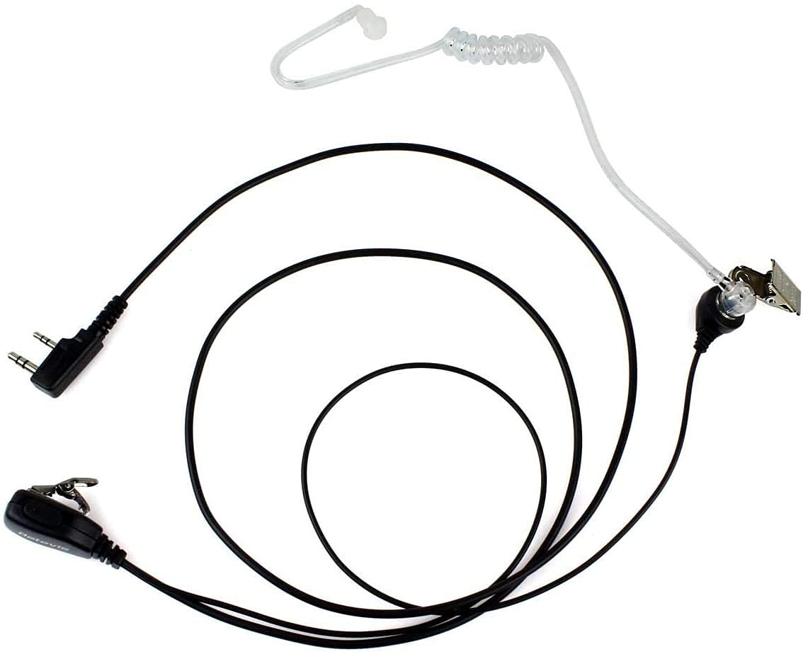 Retevis Walkie Talkie Headset 2 Pin PTT MIC Covert Acoustic Tube Secret Service Earpiece for Kenwood Radio Baofeng UV-5R Retevis RT27 H-777 RT22 Two Way Radios (10 Pack)