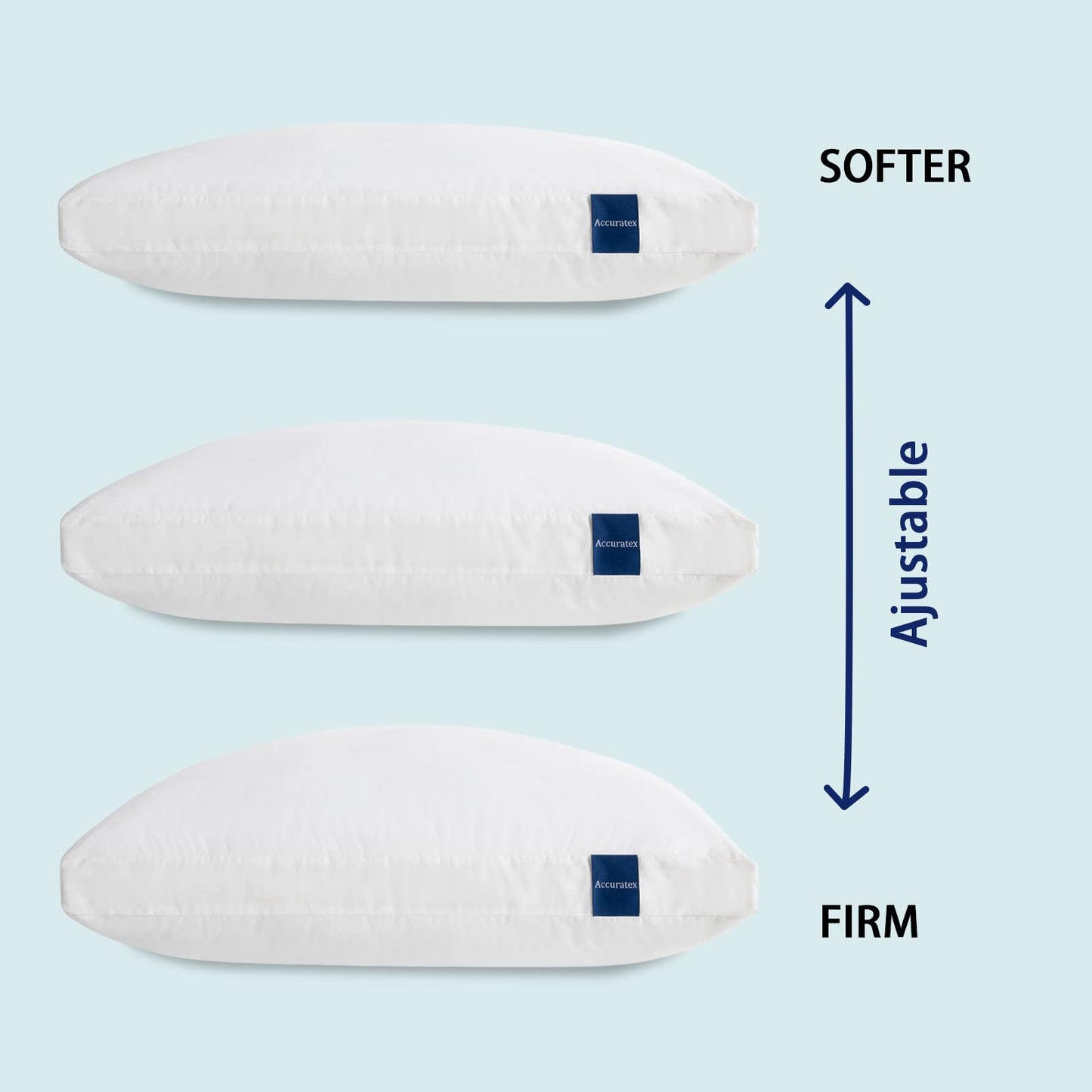 ACCURATEX Pillows Standard Size 2 Pack, Shredded Memory Foam Pillow Hybrid with Fluffy Down Alternative Fill Removable Cotton Cover, Adjustable Firm Pillow for Side,Back,Stomach Sleepers