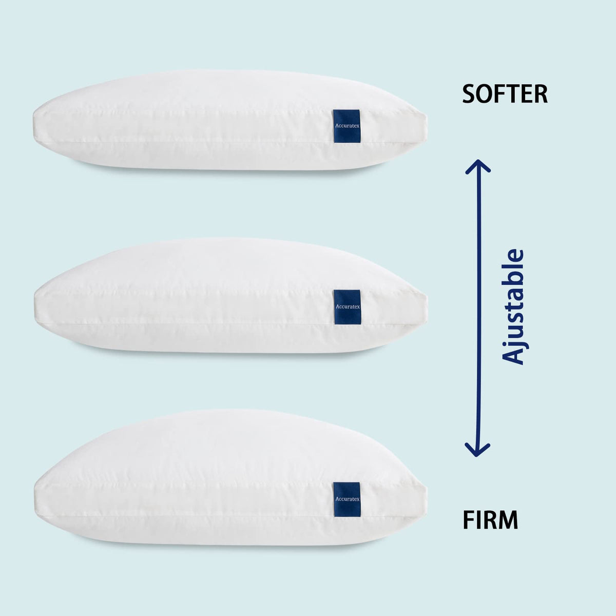 ACCURATEX Pillows Queen Size 2 Pack, Hybrid Shredded Memory Foam Pillow[Adjustable Loft], Fluffy Down Alternative Fill Removable Cotton Cover, Firm Supportive Pillow for Side Back Sleepers