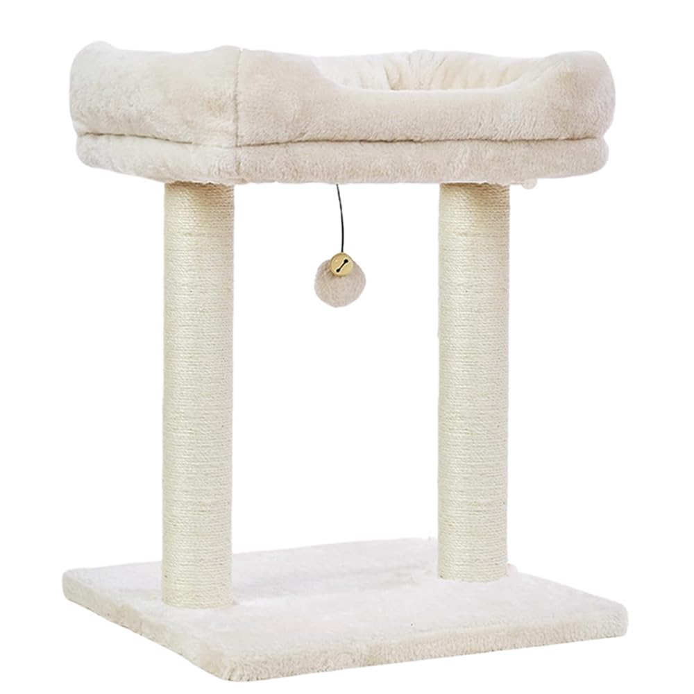 Cat Tree Tower with Top Perch for Small and Medium Indoor Cats, Cat Scratching Post with Bed for Kittens, Removable Cover, Natural Sisal Scratching Post and Dangling Ball Toy, Beige