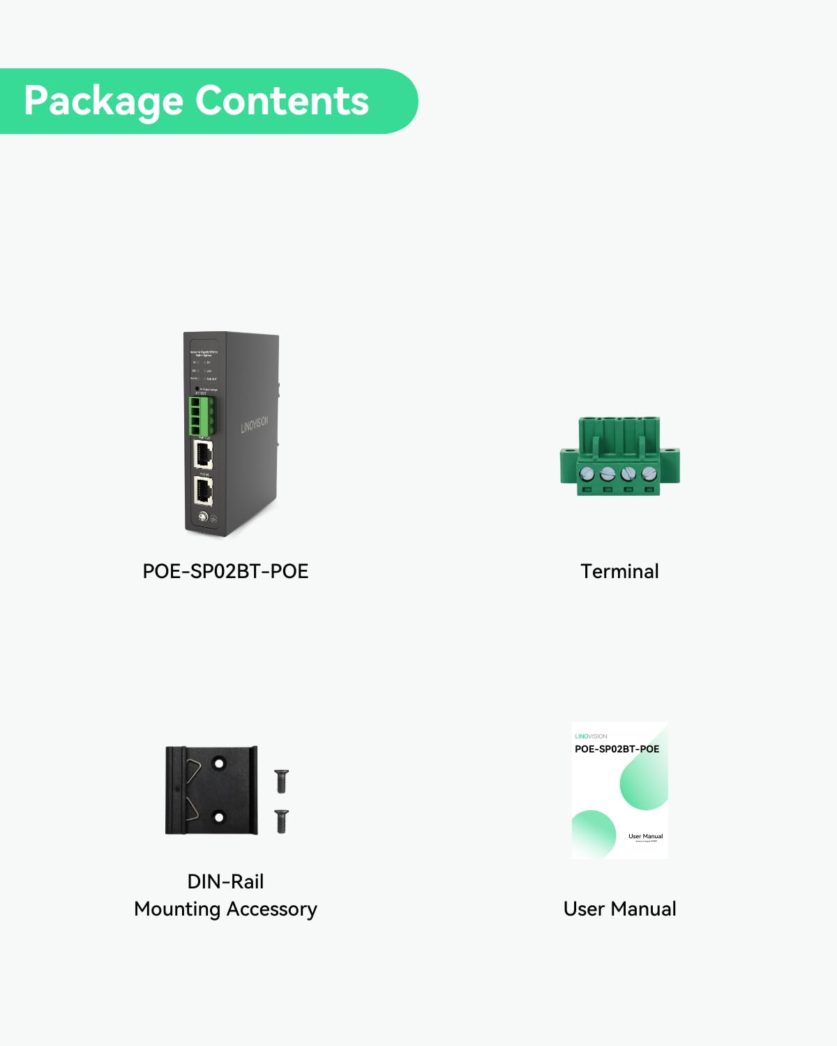 LINOVISION Industrial Gigabit 90W POE++ Splitter with IEEE802.3bt PoE and DC 5/9/12/24V Output, Din Rail Mounting, IEEE802.3bt PoE to PoE and DC Power Supply for PTZ Cameras, Access Control Systems