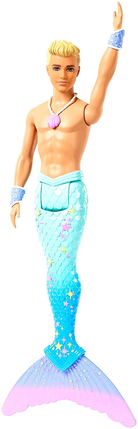 Barbie Dreamtopia Merman Doll, approx. 12-inch with Blue Rainbow Tail and Blonde Hair, for 3 to 7 Year Olds