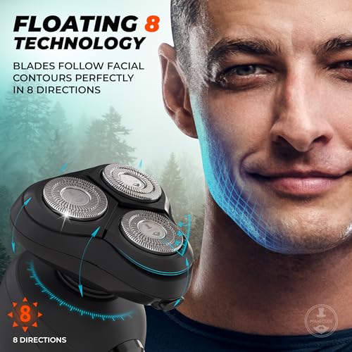 7-in-1 Electric Razor for Men in a case - Shaver with Floating 8 Contouring Technology and IQ Cleaning Sensor