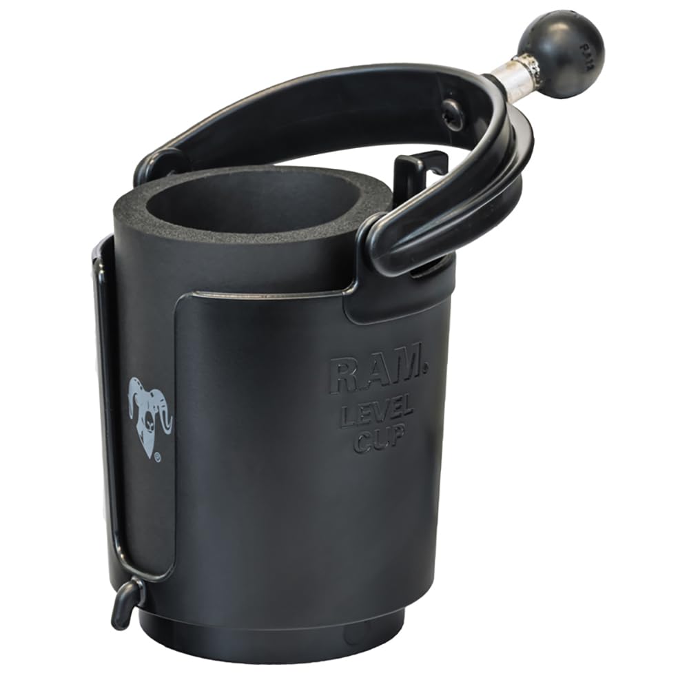 Ram Mount Self-Leveling Cup Holder with 1-Inch Ball and Cozy, Black