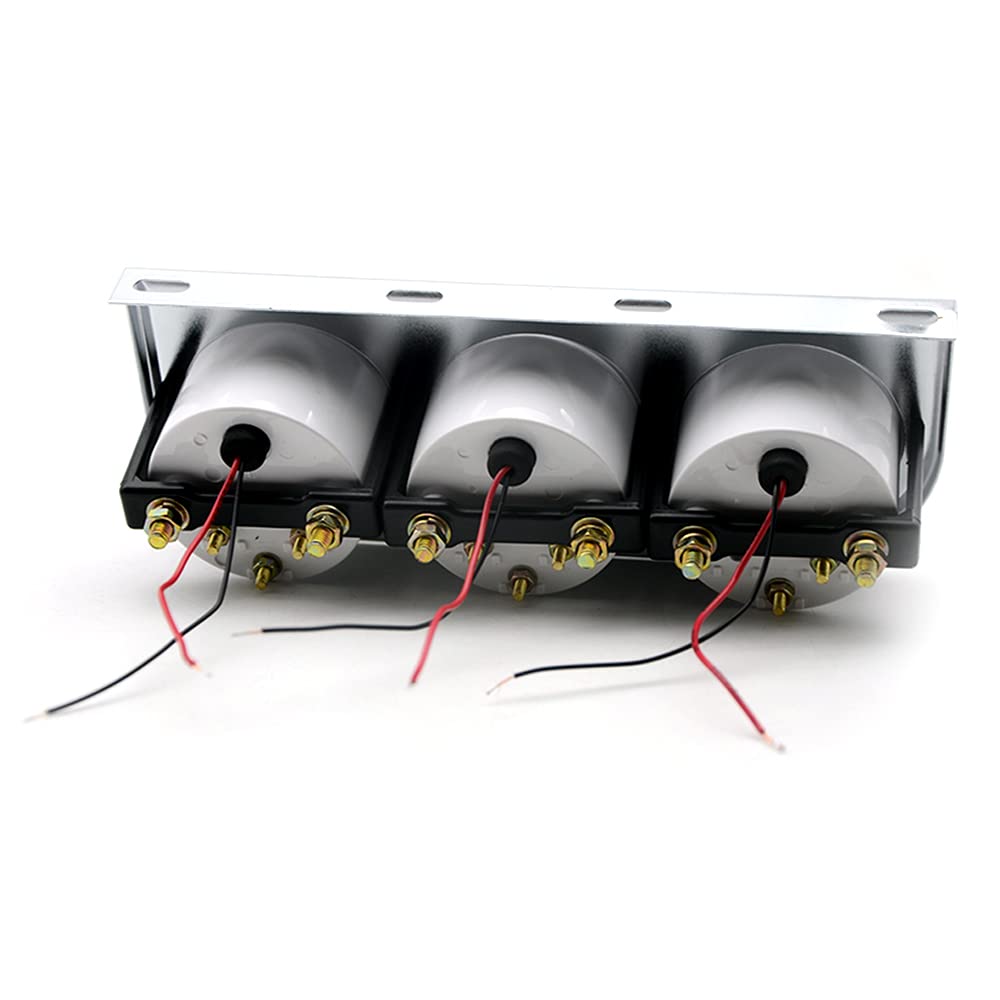 Shkalacar Triple Gauge Kit - Volt Meter, Water Temp, Oil Press Car & Motorcycle Meter, 52MM Chrome 3 in 1 Gauge Kit